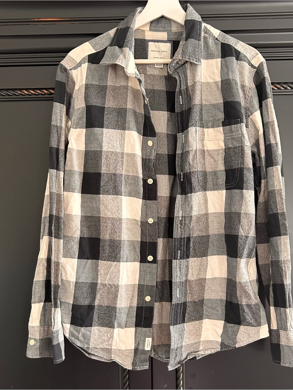 American Eagle Outfitters Plaid Shirt Black & White Preppy Grunge